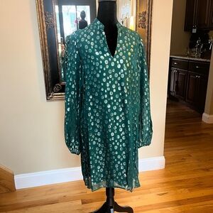 Lilly Pulitzer Teal and Gold Polka Dot Dress